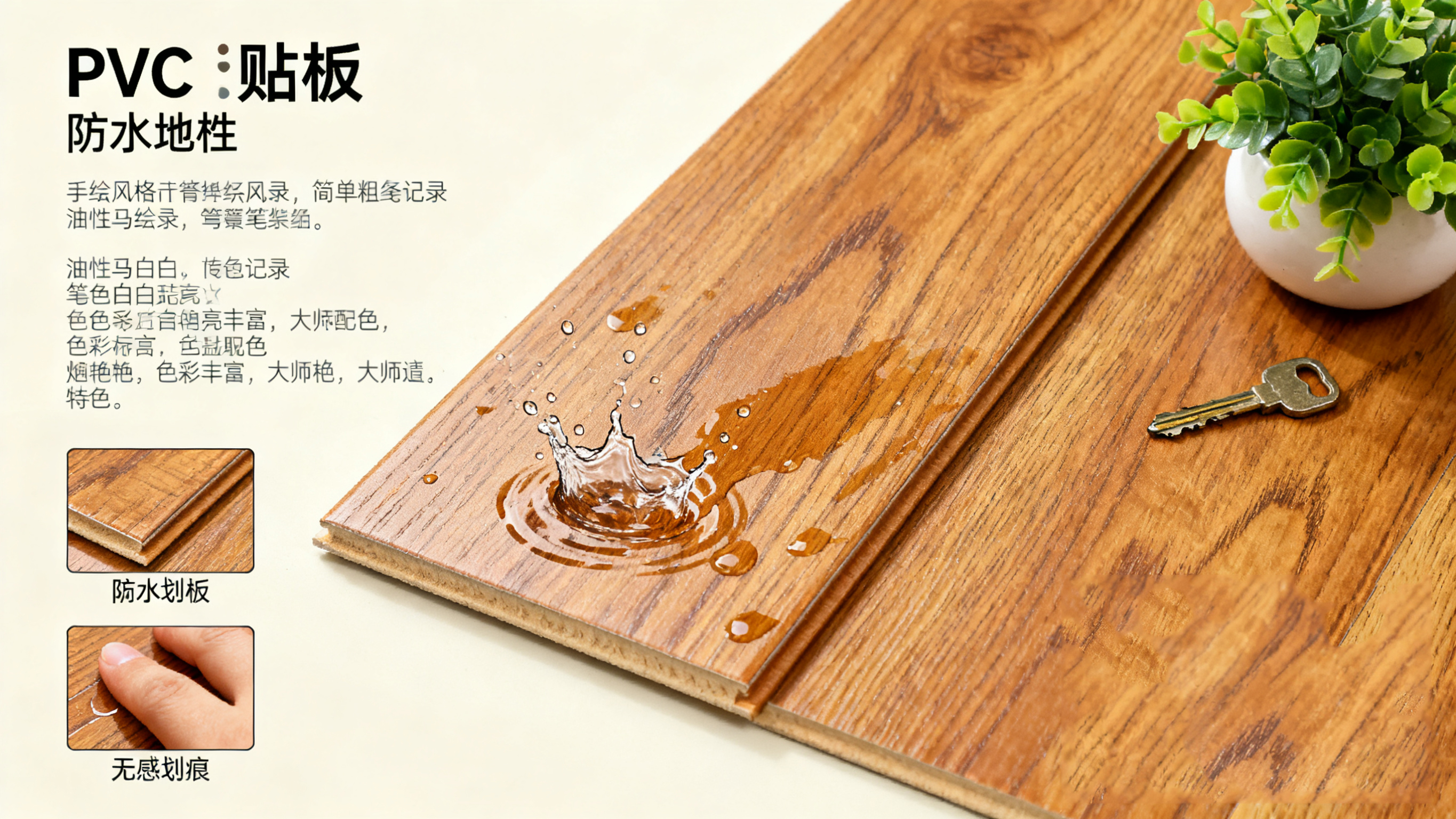 仿木纹 PVC 地板 防水耐磨环保 卧室书房质感装饰地板革