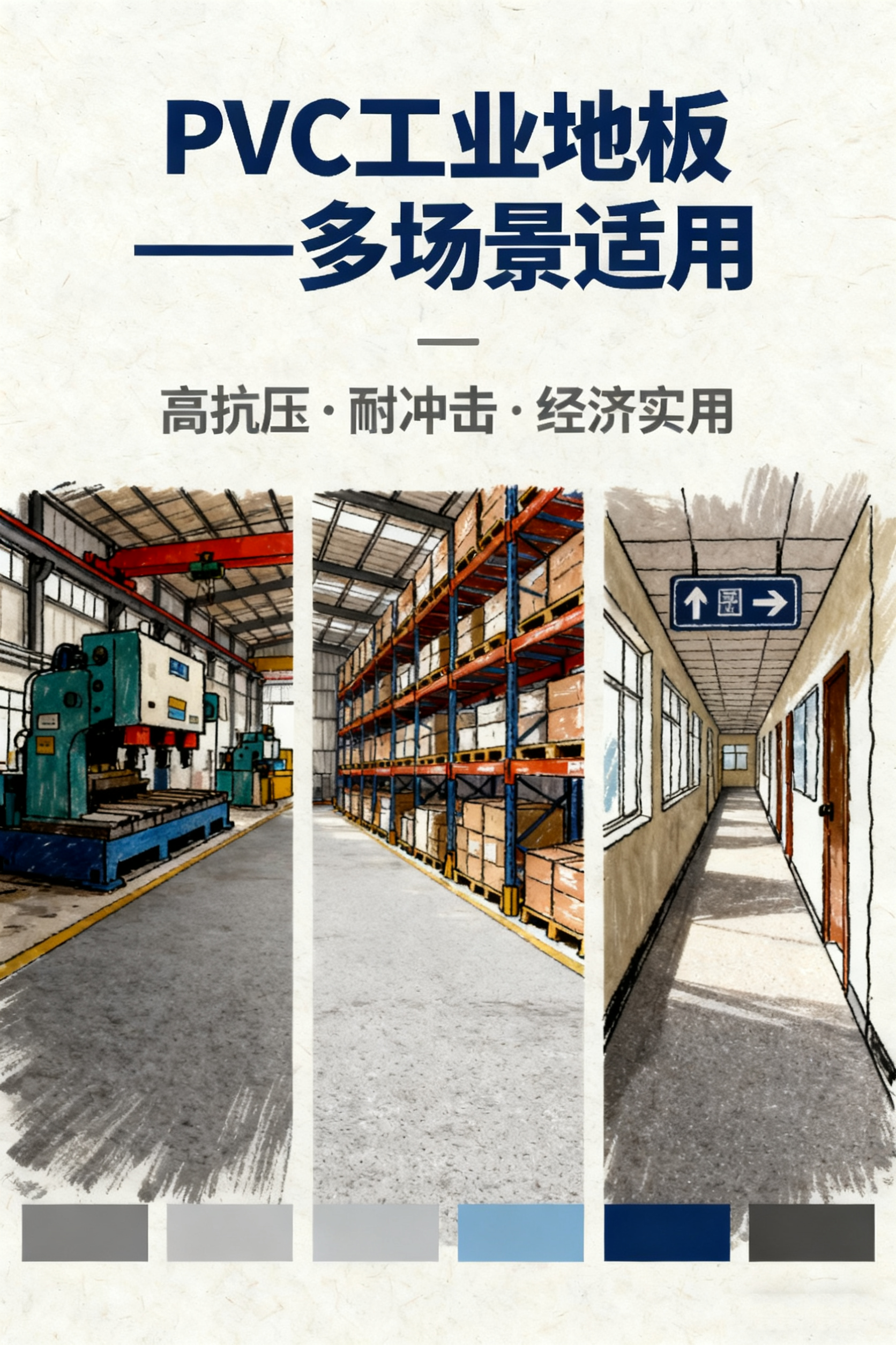 PVC 地板 厂房 / 仓库 / 走廊专用 高抗压耐冲击 经济实用地胶